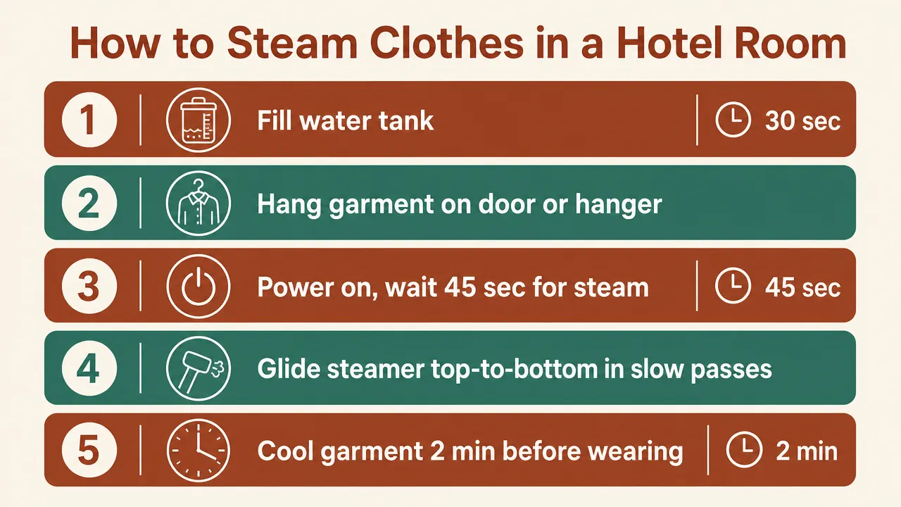 Chart showing correct versus too-close steamer distance for different fabric types
